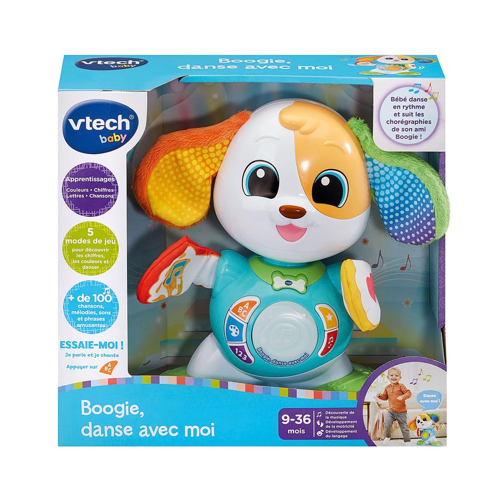 VTech – Boogie Danza Conmigo, Perro Robot Interactivo Que Baila y Canta, Juguete de bebé Brillante y Musical, Juego de Despertar Educativo, Regalo para bebé Desde 9 Meses – Contenido en francés