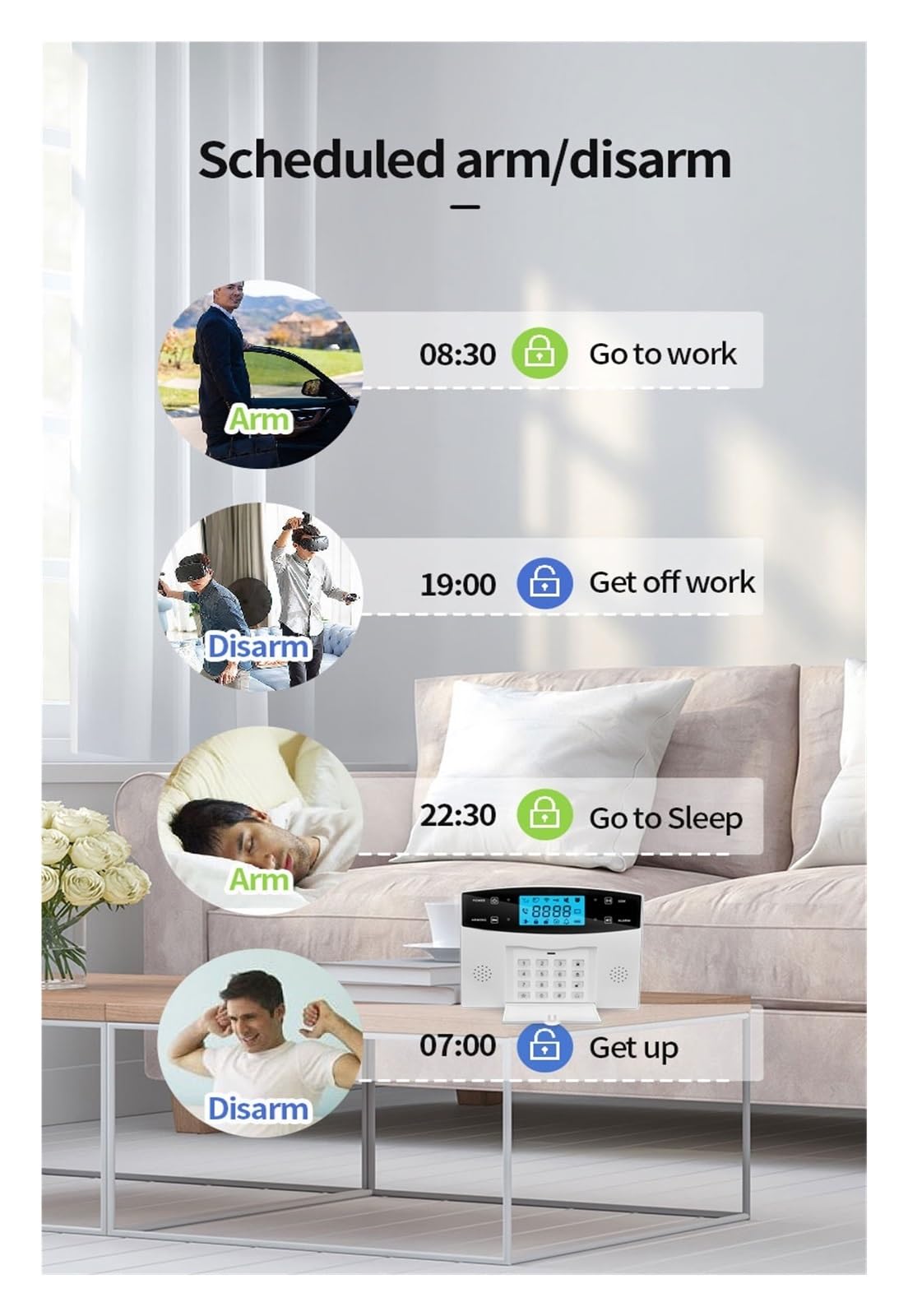 System alarmowy, Wi-Fi Home Security System alarmowy Ekran LCD Host Bezprzewodowy detektor 433 MHz Kontrola aplikacji(Option J)