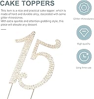 Vista 8 de VALICLUD 15 adornos de diamantes de imitación dorados para decoración de cumpleaños, aniversario, fiesta, aleación reutilizable, 8.46 x 3.34 pulgadas