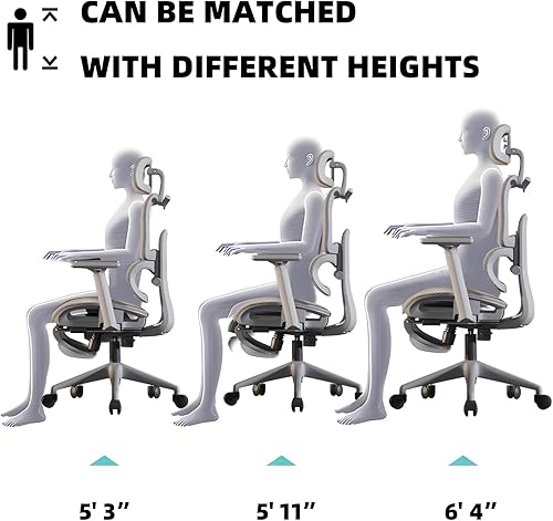 Miniatura 8 de Silla de oficina ergonómica de malla con reposapiés, silla de escritorio de computadora de respaldo alto con reposacabezas y reposabrazos