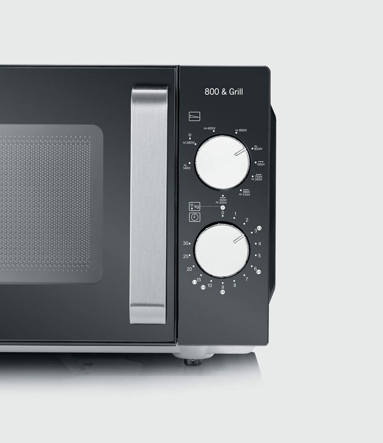 SEVERIN Forno a Microonde 2 in 1 con Grill, 20 Litri, 800W/1000W, 9 Livelli di Potenza, Fondo Piatto in Ceramica, Cottura 2 Livelli, Libera Installazione, 46,2x39,5x27 cm, Nero/Inox - MW 7762