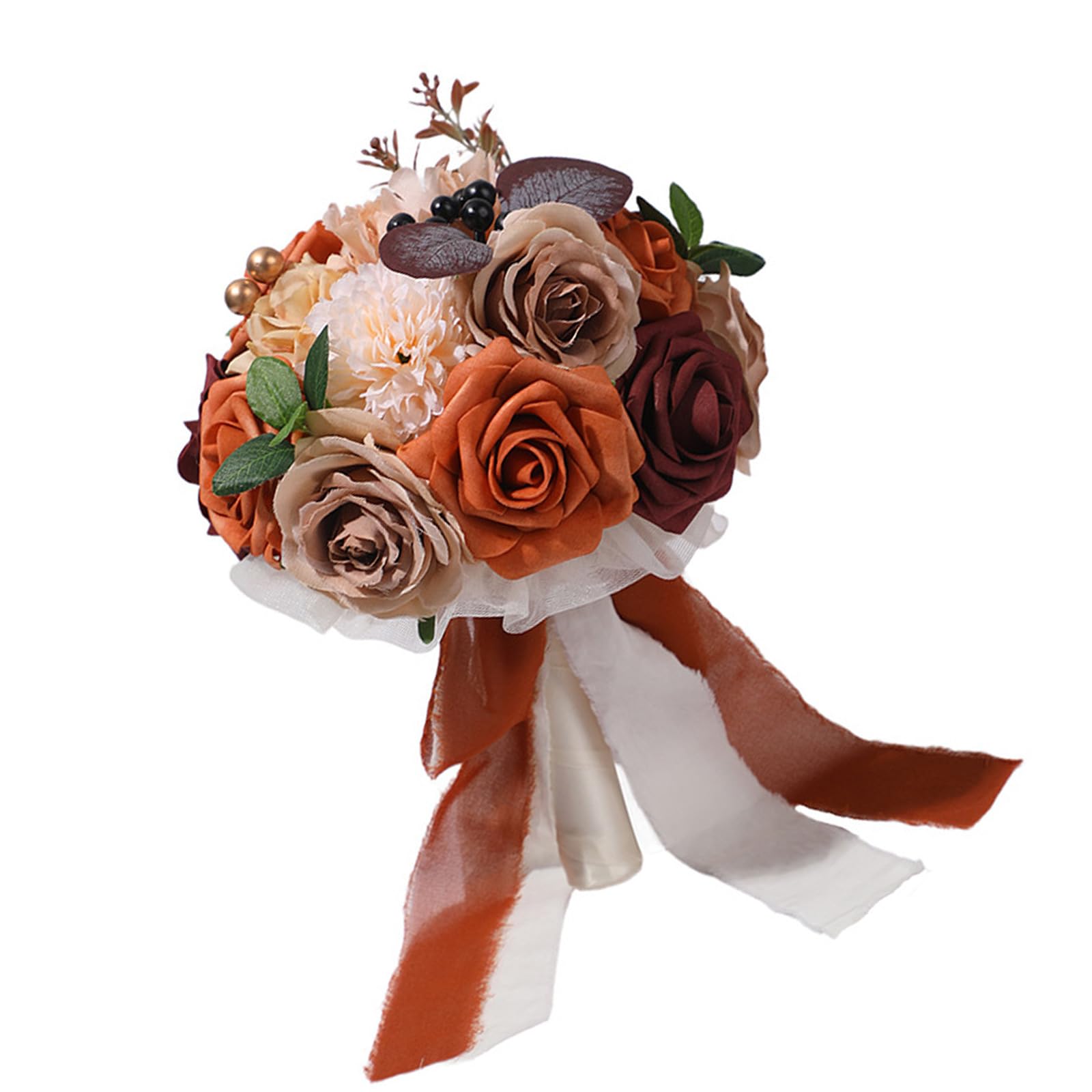 Xjdzineq Bouquets Bridal Artificial Rose Flower with Ribbon for Wedding Ceremony Anniversary Party Decoration Fall Wedding for Bridesmaids