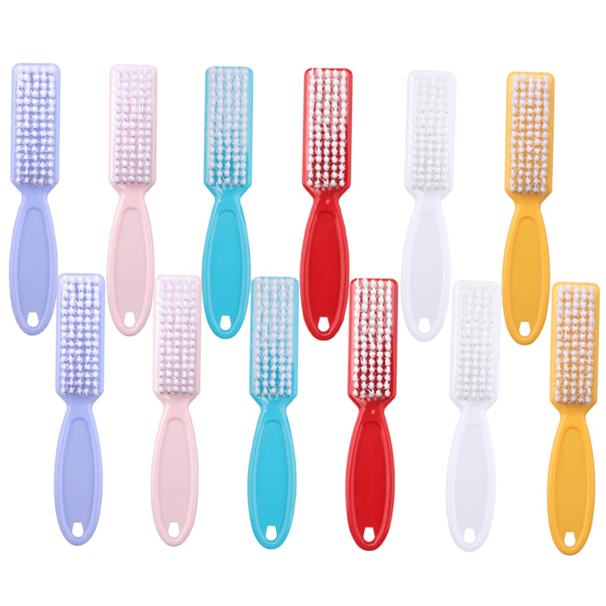 WOONEKY 24pcs Hand Grip Nail Brush Set for Cleaning Fingernails Sturdy Plastic Manicure Tools for Professional and Home Use Essential Nail Cleaning Brushes Random Color
