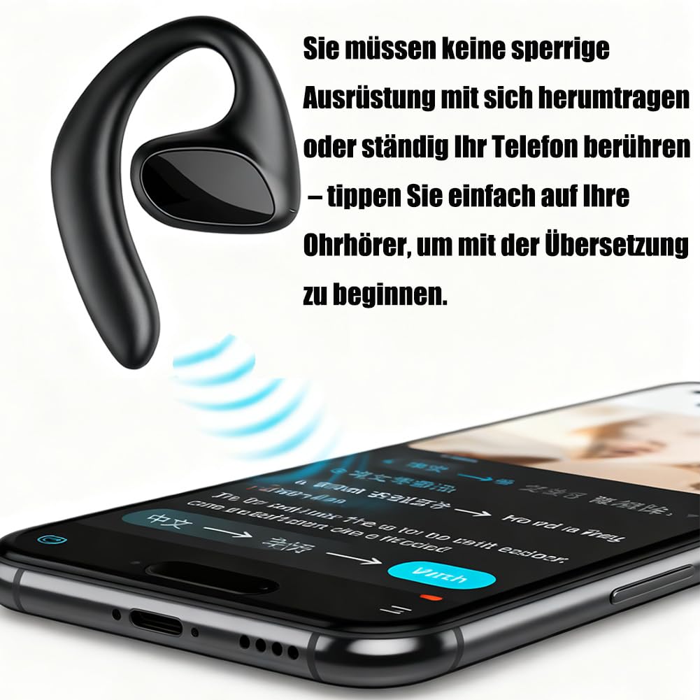 Übersetzer-Echtzeit-Übersetzung,Bluetooth-Konnektivität,Unterstützt 156 Sprachen,Ki Headphones with Real Time Translation,Geeignet für Reise Business Studien (Weiß,2) |