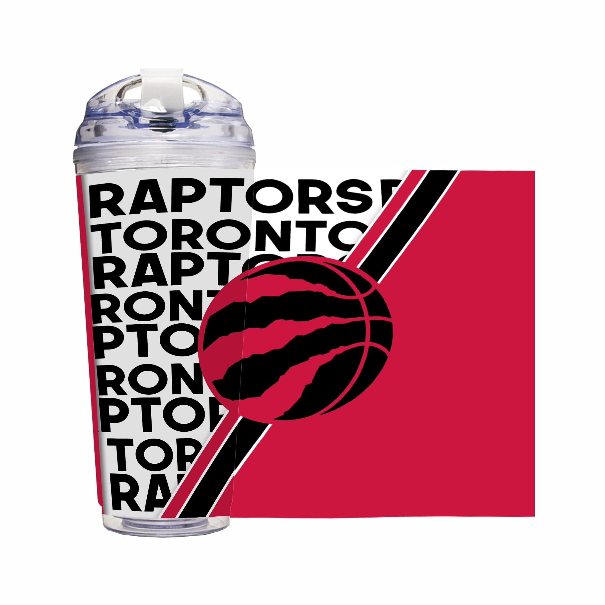 Rico Industries NBA Basketball Toronto Raptors 24oz Acrylic Tumbler with Hinged Lid, Officially Licensed Double Wall Tumbler with Straw
