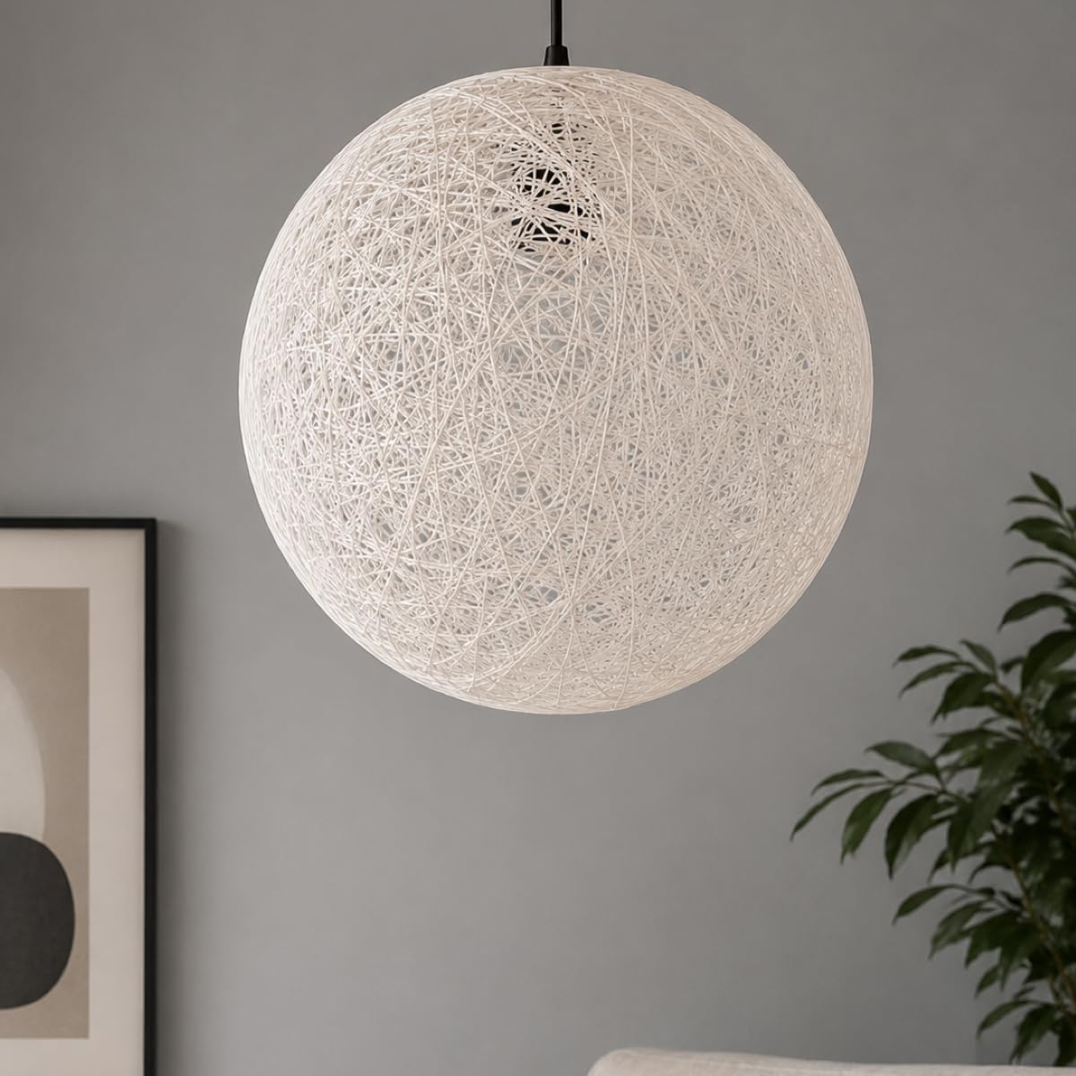 Cgc Lighting Cream Rattan Indoor Ceiling Lamp Shade Hand Weaved Natural Rattan Easy Fit Non Electrical (Cream)