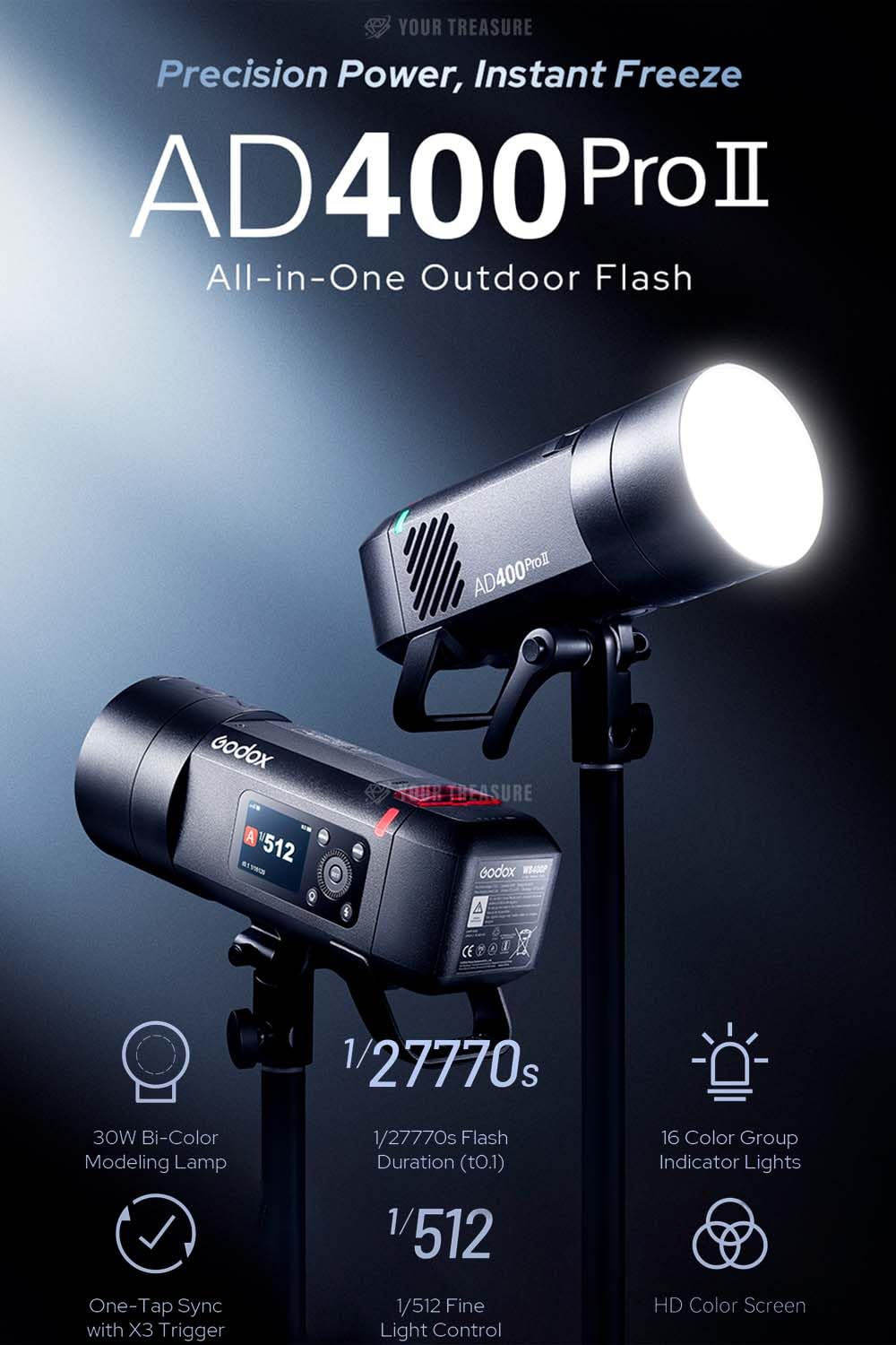 Amazon.co.jp: Godox AD400ProII AD400Pro-II 400W GN72 TTL 1/8000