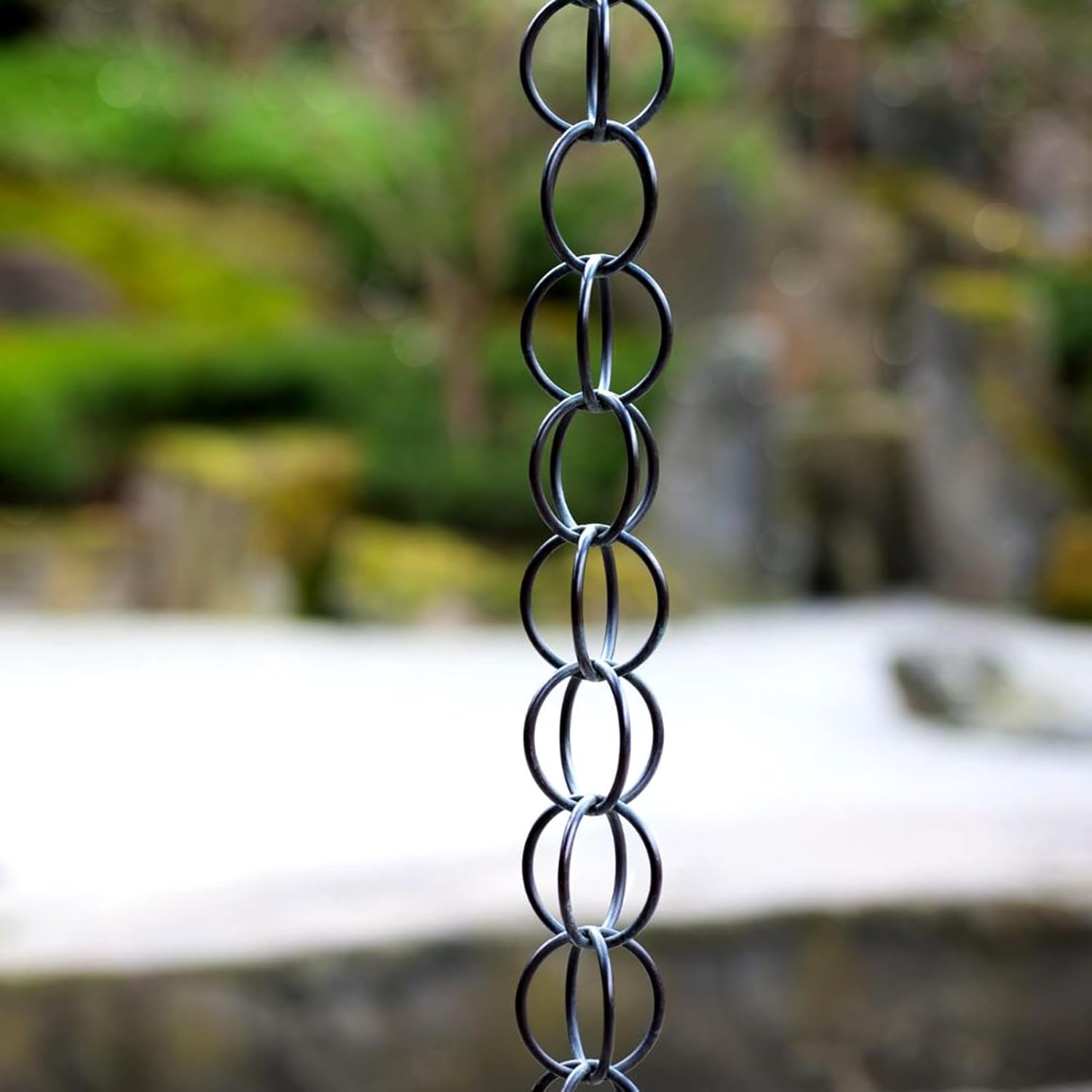 WOTZOV Eave Drainage Ring Shape Double Circular Gutter Chains For Replacement Downspout, Home Garden Display Rainwater Guide Chains，300cm (10ft)