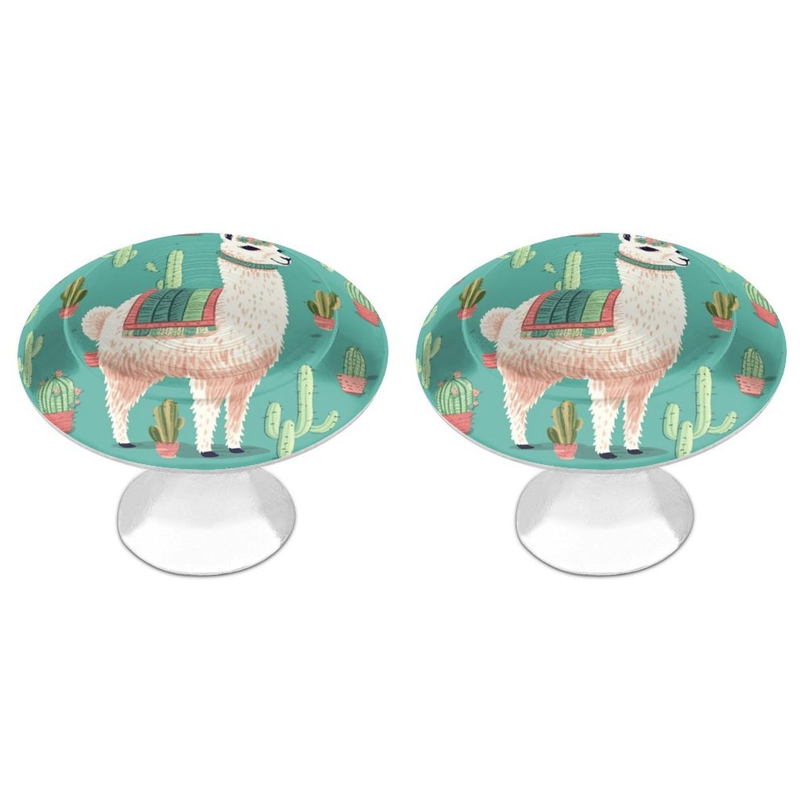 FekiLoot Alpaca Cactus Cabinet Knob Kitchen Drawer Knob Stainless Steel Round Drawer Pulls Modern Cabinet Hardware Vintage Dresser Drawer for Kitchen Bathroom Closet Dresser Cabinets