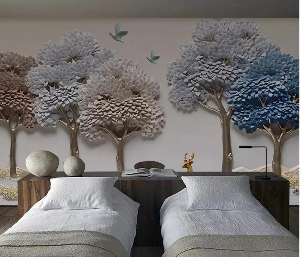 Papier peint mural simple 3d ILIYA en tissu non tissé pour chambre et salon