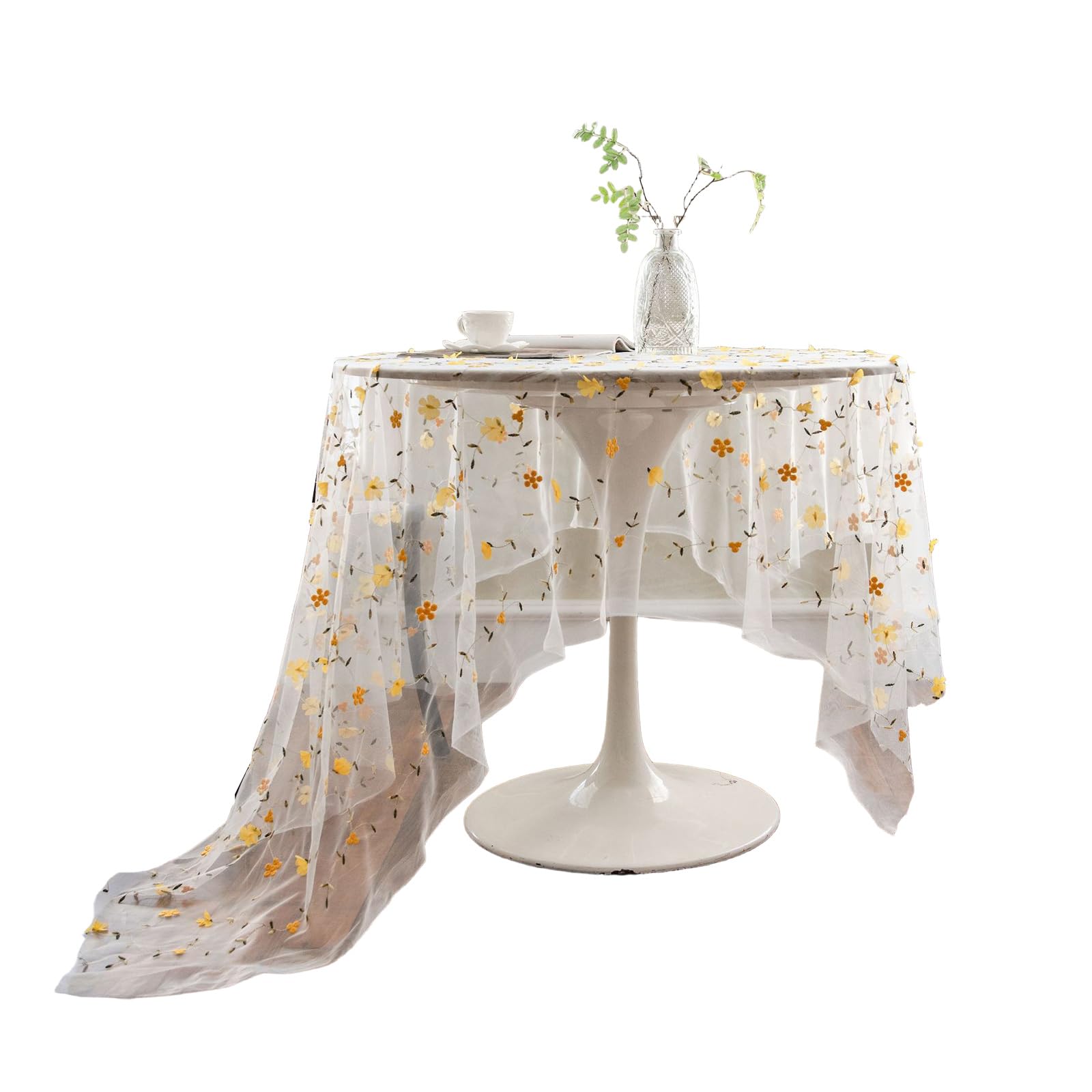 Tsophreniq Embroidery Tablecloth Polyester Materials for Enhancing Home Decoration Sturdy and Practical Lace Tablecloth