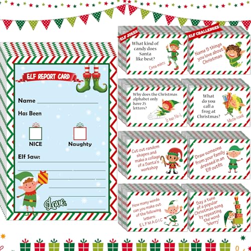 Image of Motiskyy 75 Pcs Christmas Elf Reports Set 25 Elf Notes 25 Report Card 25 Notice Naughty or Nice Behavior Checklist, from Your Surveillance Xmas Note Cards