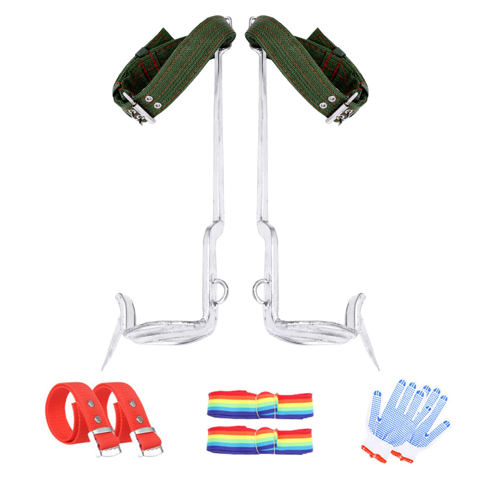Espuelas para trepar árboles, Kit de Equipo para trepar Postes - Equipo de Escalada para Postes, púas para árboles | Correas Ajustables, cómodas y Resistentes para jardinería, trepar árboles,