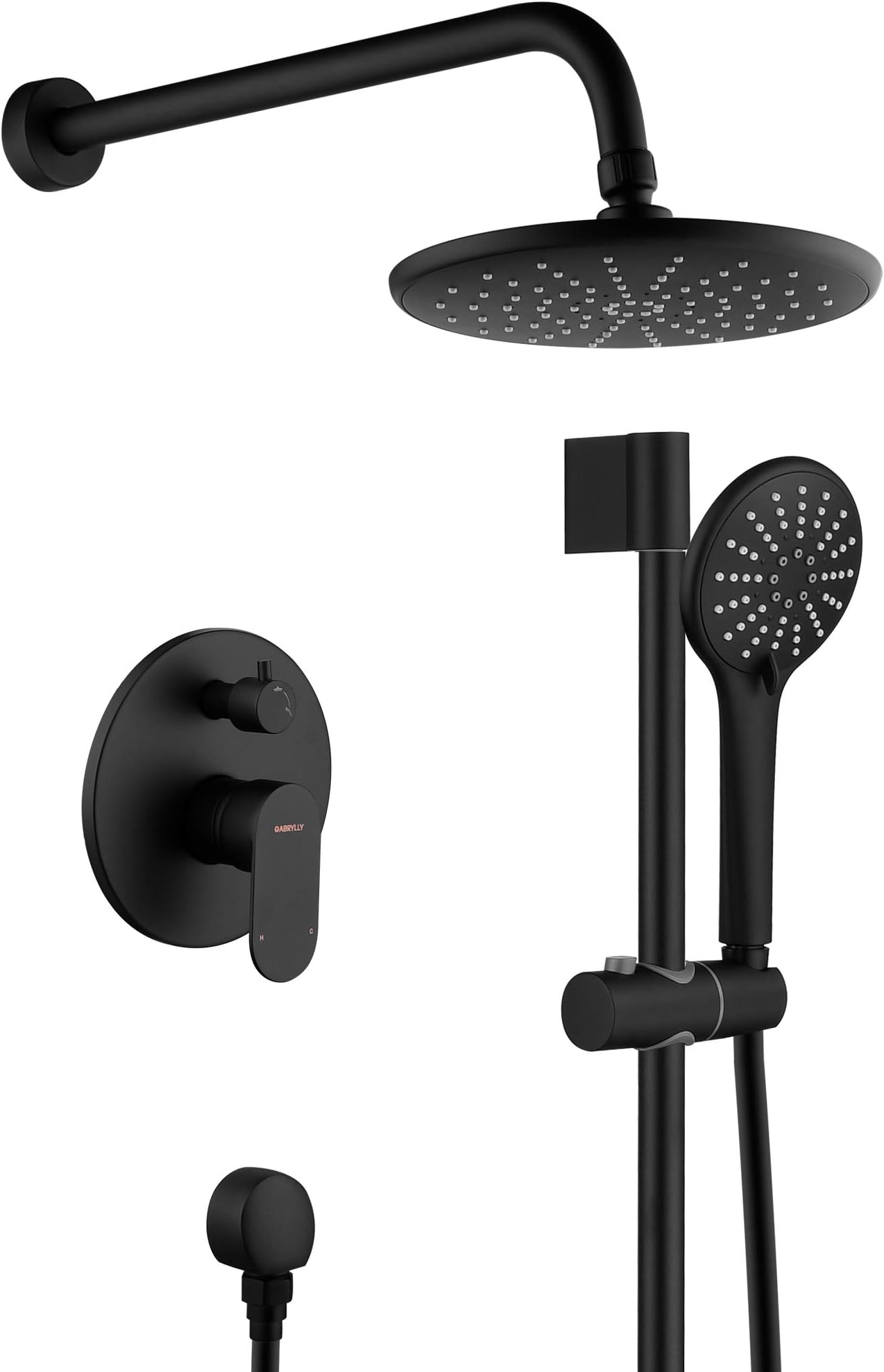 GABRYLLY Shower System, Wall Mounted Shower faucet Set Brushed Nickel for Bathroom with High Pressure 12 Inch Square Rain Shower Head