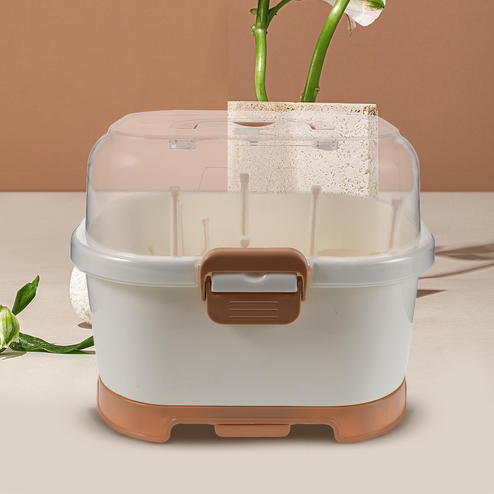 Tofficu Estante para Guardar Biberones, Caja de Almacenamiento para Biberones con Tapa, Organizador Portátil de Plástico, Diseño de Almacenamiento Vertical para Armario de Cocina