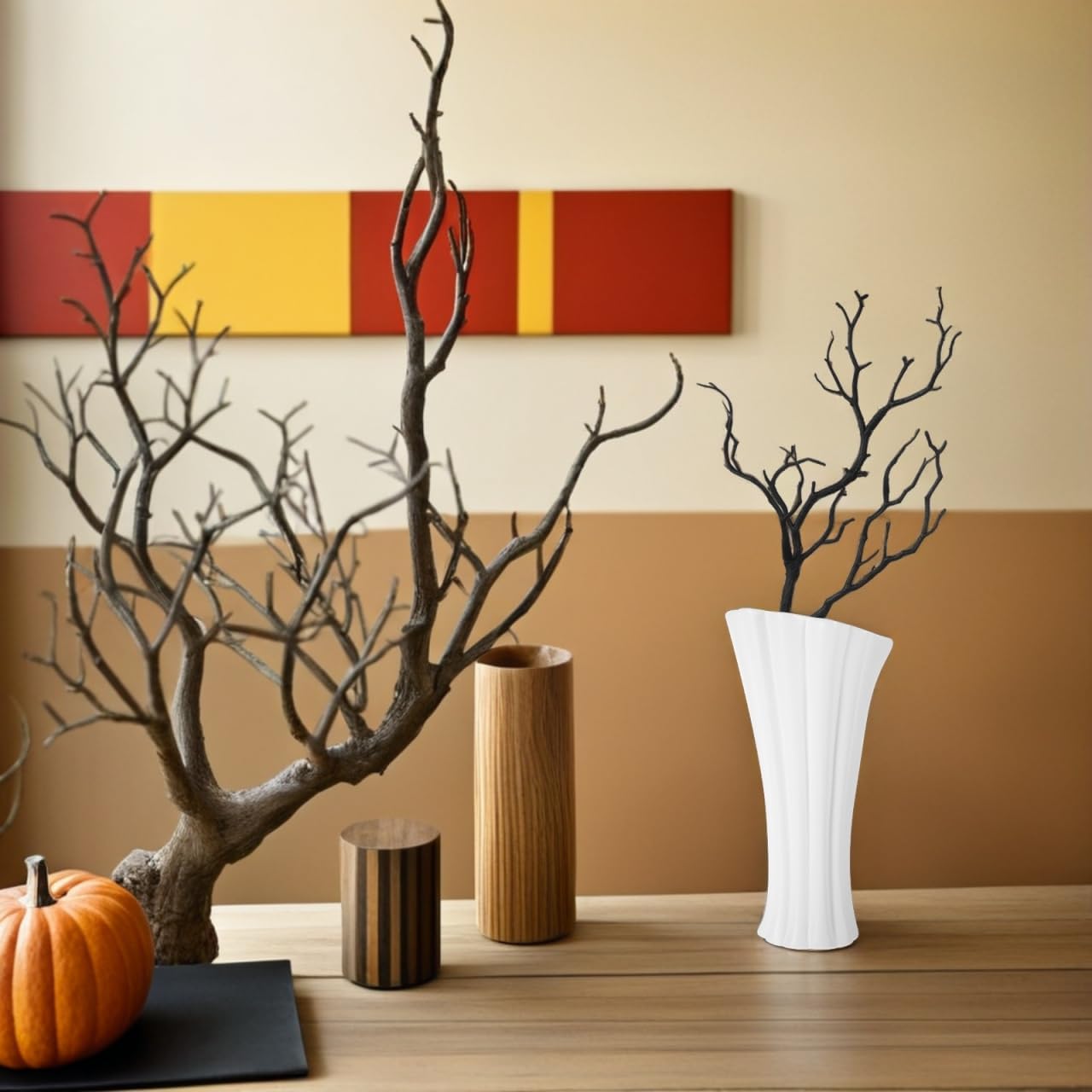 Cabilock 4Pcs Plastic Tree Branches for Crafts, Black Christmas Decorative Twigs, Coral Antler Dried Tree Branches for Vases