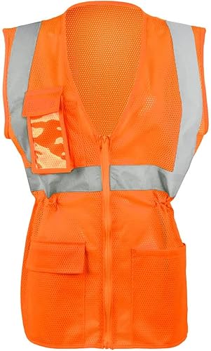 Miniatura 1 de J. J. Keller & Associates, Inc. Chaleco de seguridad de alta visibilidad para mujer con tiras reflectantes, tipo R Clase 2, SAFEGEAR