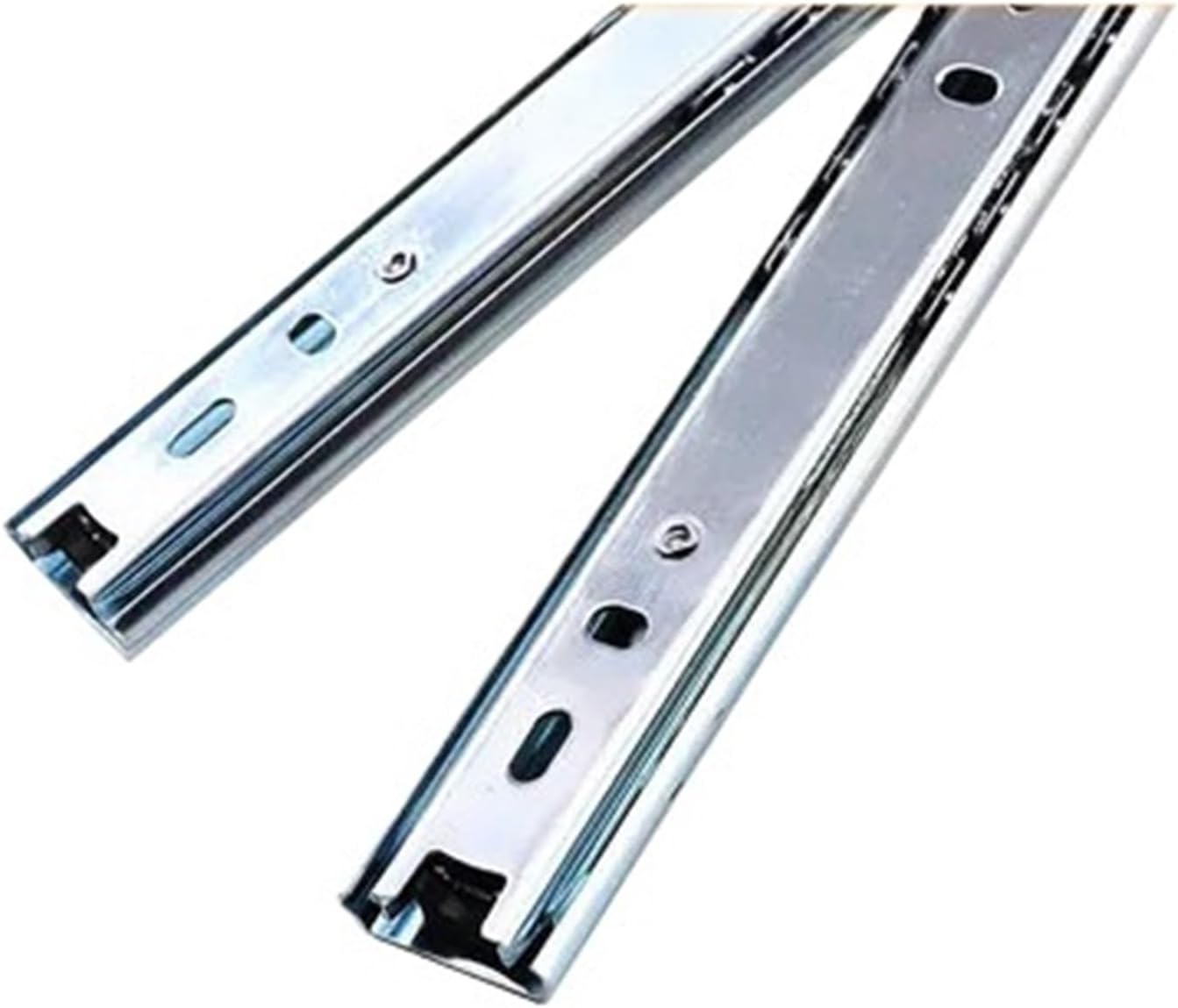 Width 27mm Drawer Track Guide Computer Desk Keyboard Tray Two Slides Mute Ball 2 Section Rail(16 inches)