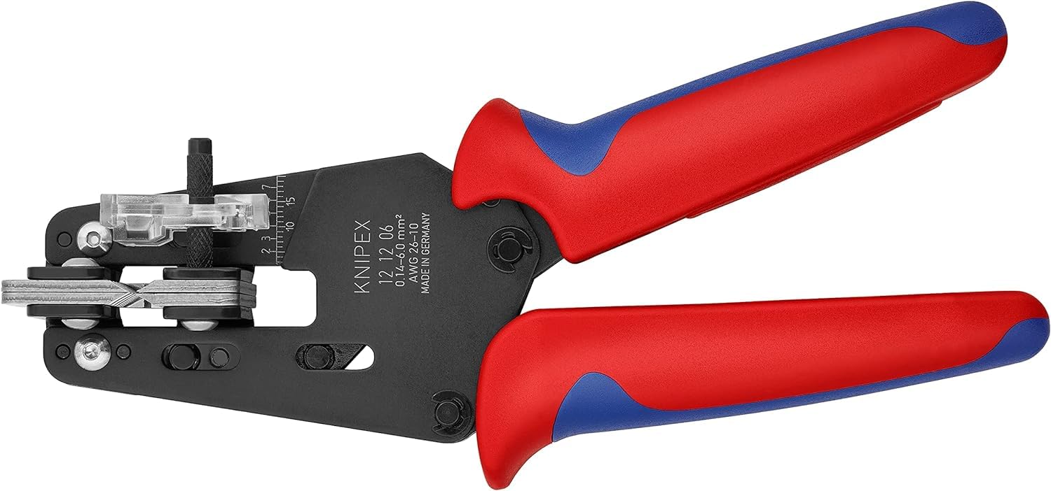KNIPEX Alicate pelacables de precisión con cuchillas de forma precisa con mangos multicomponente 195 mm, 12 12 06