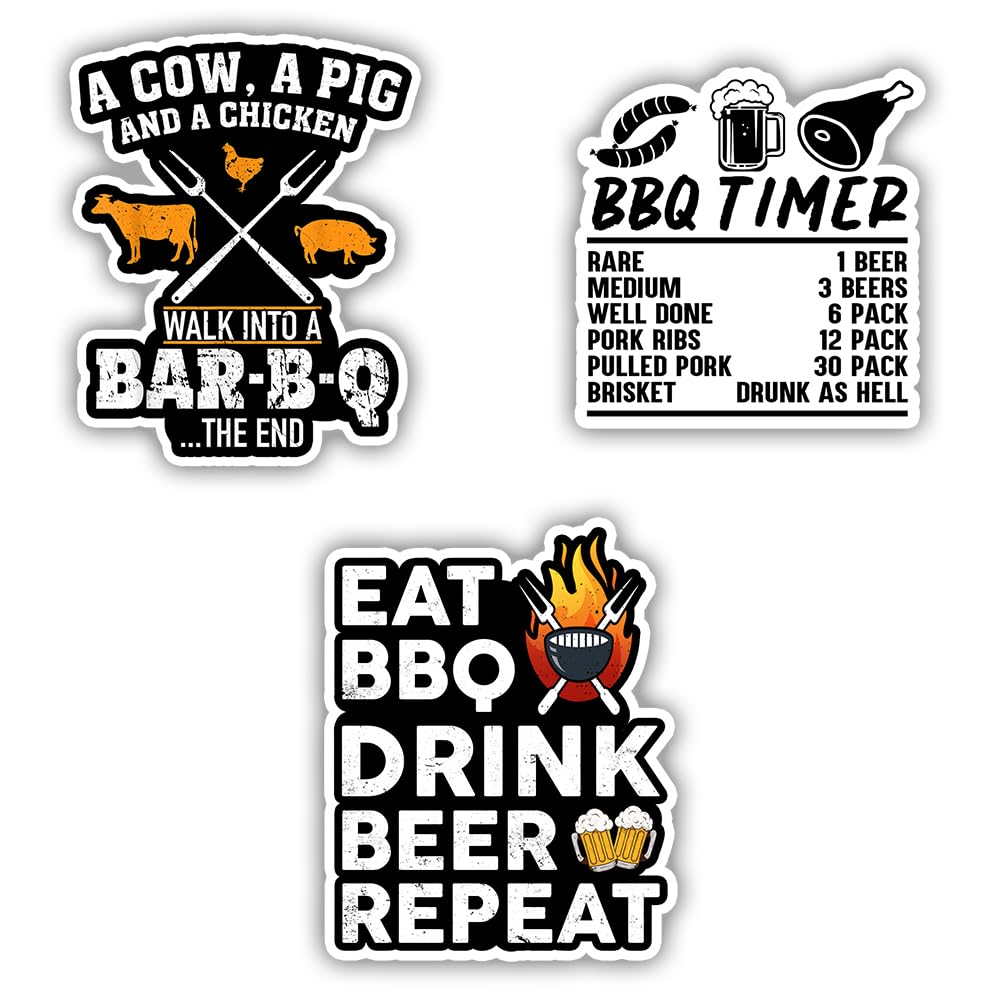 SODAVA [3Pcs, 3in] Funny BBQ Grilling Sticker – Vinyl Barbecue Decal for Grill Masters, Backyard Cooks, Dad Gifts, Outdoor Cooking, Meat Lovers – Hilarious BBQ Joke for Toolboxes, Coolers, Laptops