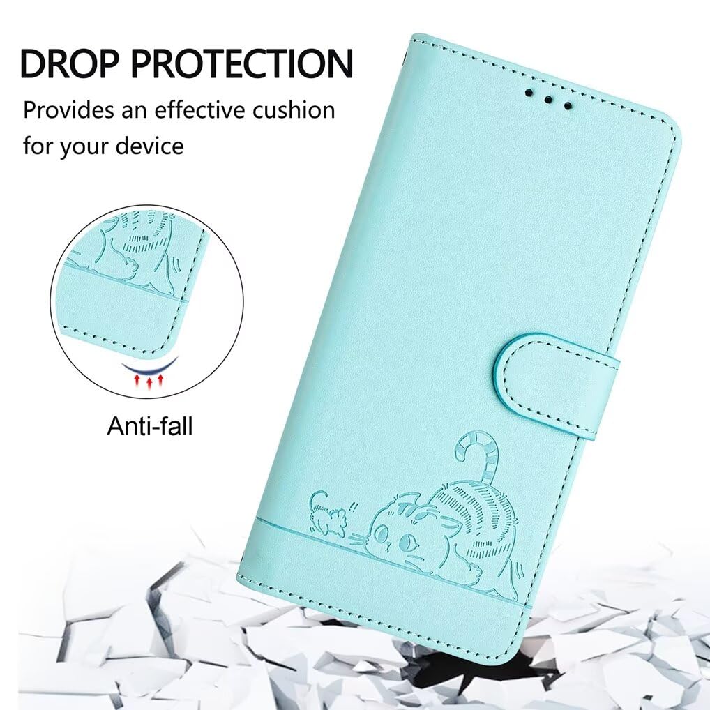 SEAHAI Etui do Motorola Moto G84 5G, uroczy wzór kota, wysokiej jakości skóra PU, portfel, odporne na wstrząsy, z klapką, z podpórką, przegródki na karty kredytowe, blokada RFID, zamknięcie