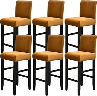 KRFOONN 6 PCS Stretch Bar Stool Covers, Chair Stool Slipcover Pub Counter Height Chairs Covers Removable Washable Bar Stoo...