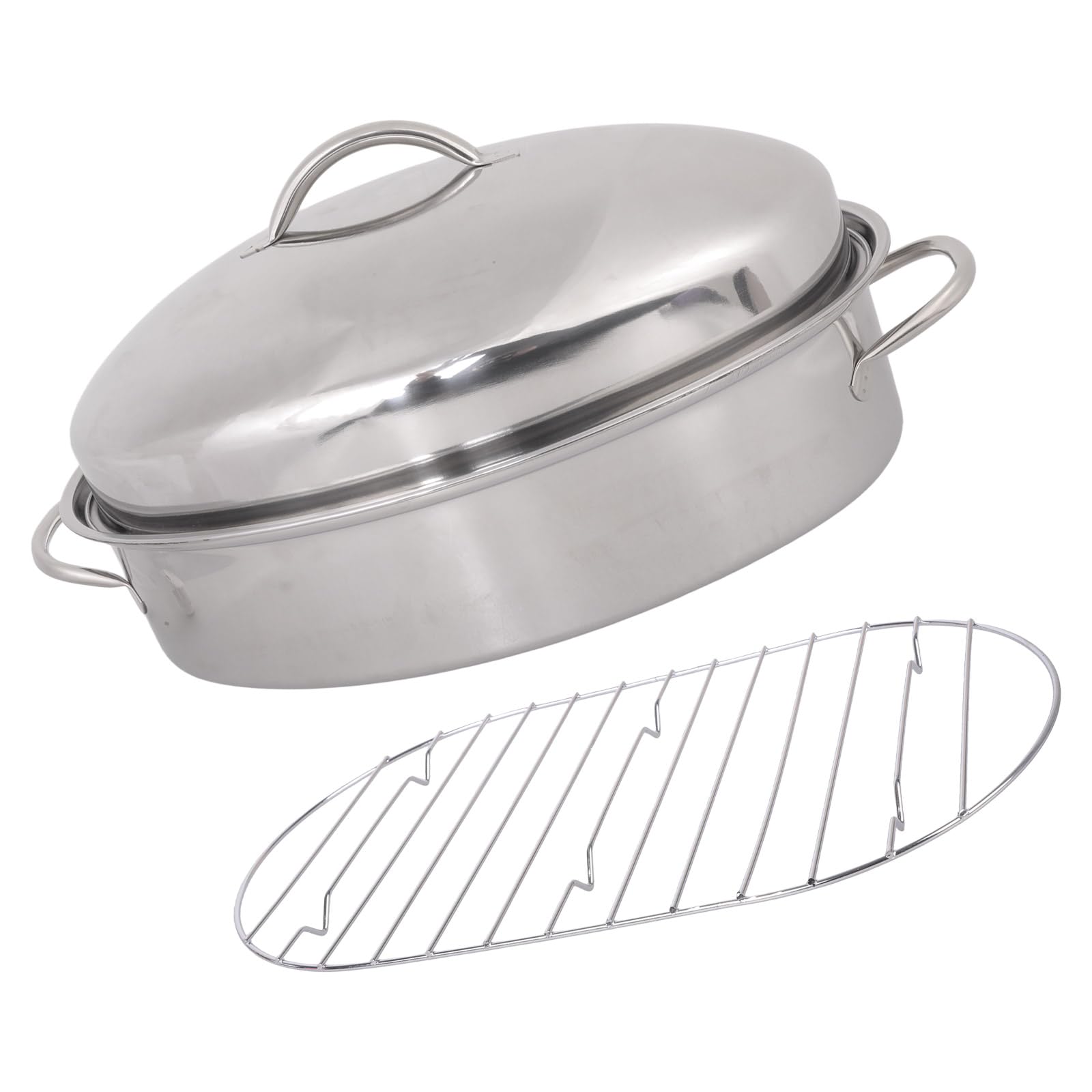 HDOYTXXM Stainless Steel Oval Steamer Stove Friendly Fish Steaming Pots Vegetable Roasting Pan Lid Included Cookware Multipurpose Food Steamer with Lid