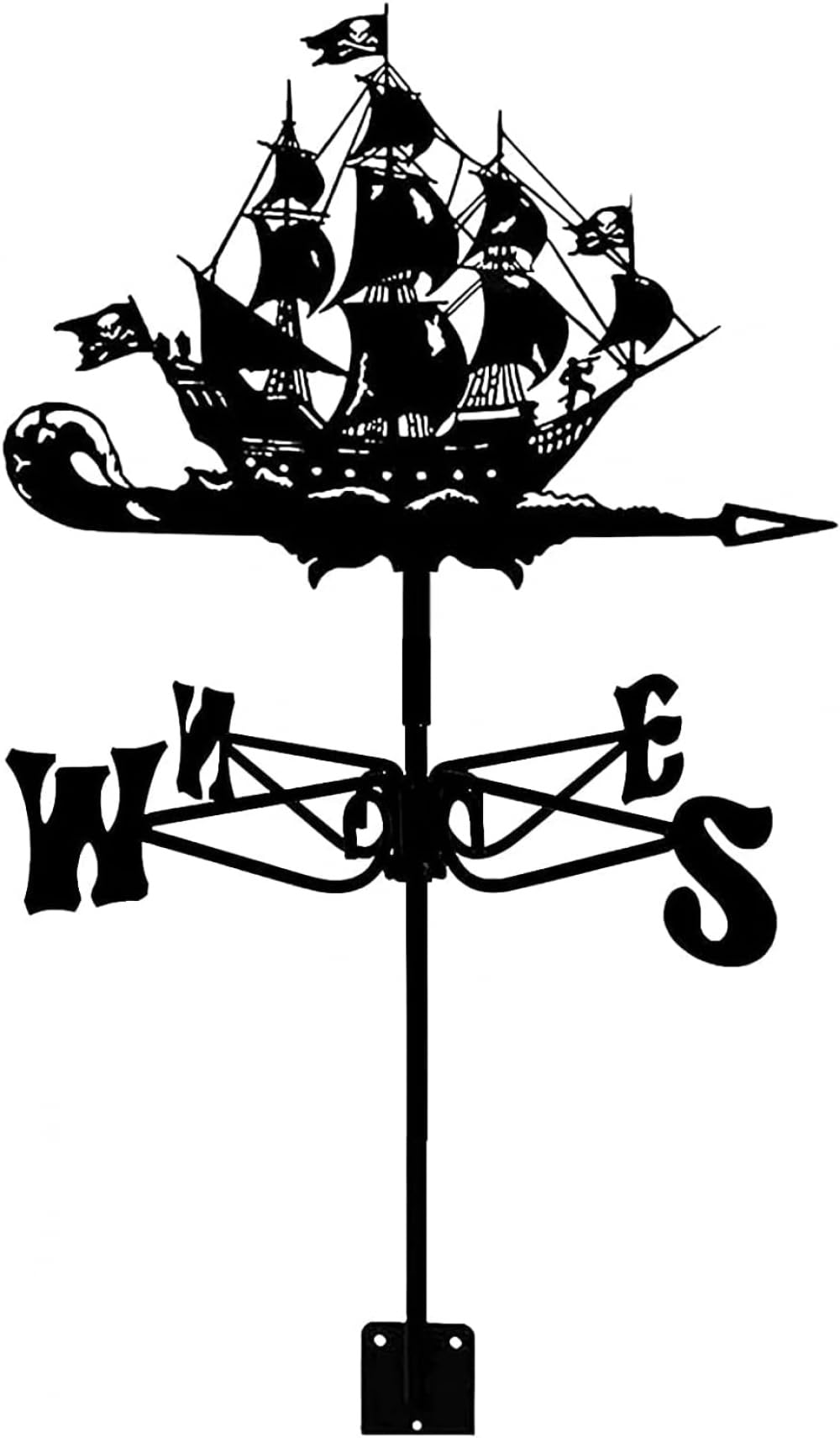 CZYLJLK Weather Vane Pie Ship Stainless Steel Weathervane Wind que Style Weathercock Measuring Tools Garden Decoion Black Suitable