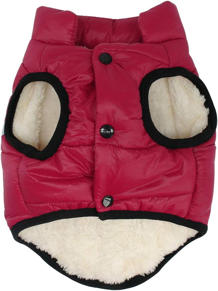 Didog Warm Fleece Dog Winter Coat, Reflective Puppy Vest Jackets, Soft Dog Fleece Clothes for Small Medium Dogs, Red M Size