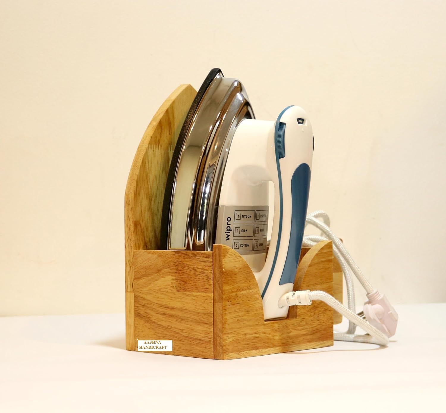 Multi Purpose Wooden Iron Press Holder Solid Wood Press Machine Holder Not Only Hold Iron But Also Orgnize Power Cable Rack for Laundry and Home,0