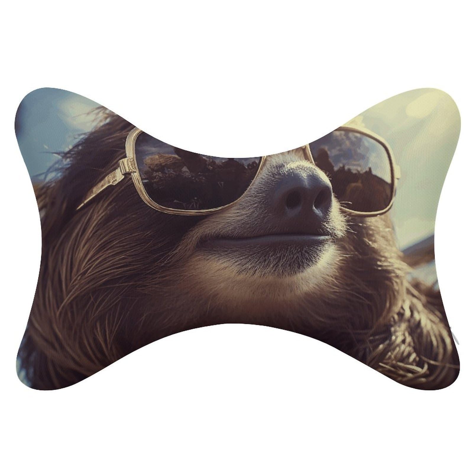 Adfgyerh Style Sloth With Sunglasses Pillow ，Memory Foam Pillow Core，Cushion,Provide Neck Support，Car Pillows For Travel Car Seats And Home Offices.