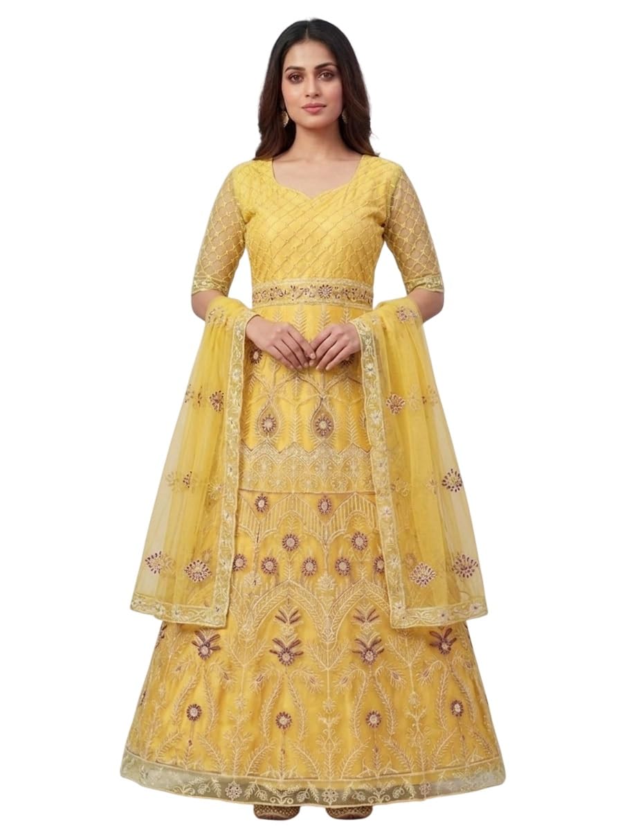 julee Women's Net Embroidered Semi-Stitched Gown Kriti Gown-GEM-picture-45