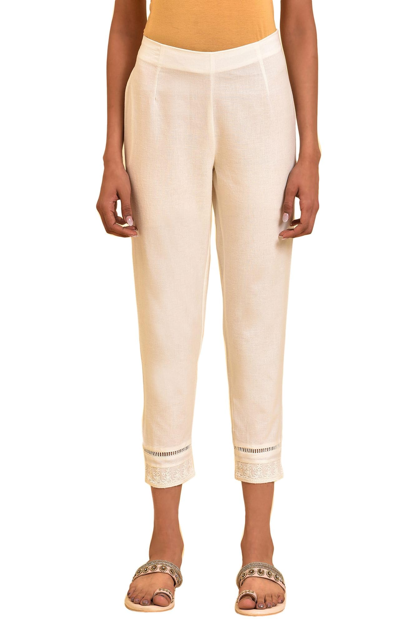 w for woman Women's High Rise W Cotton Blend Strechable Slim Pants | Cotton Blend Slim Pants | Trousers-picture-41