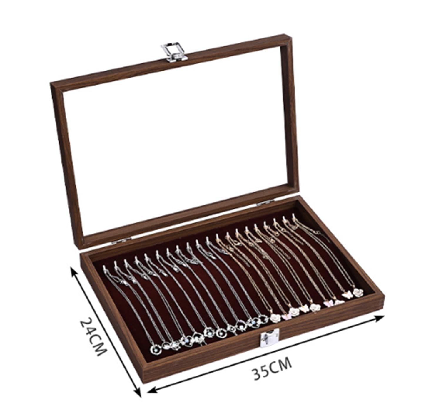 Scatola portagioie coperchio trasparente, vassoio espositivo gioielli donna | Custodia organizer per gioielli ad alta capacità, ideale per bracciali, anelli e collane