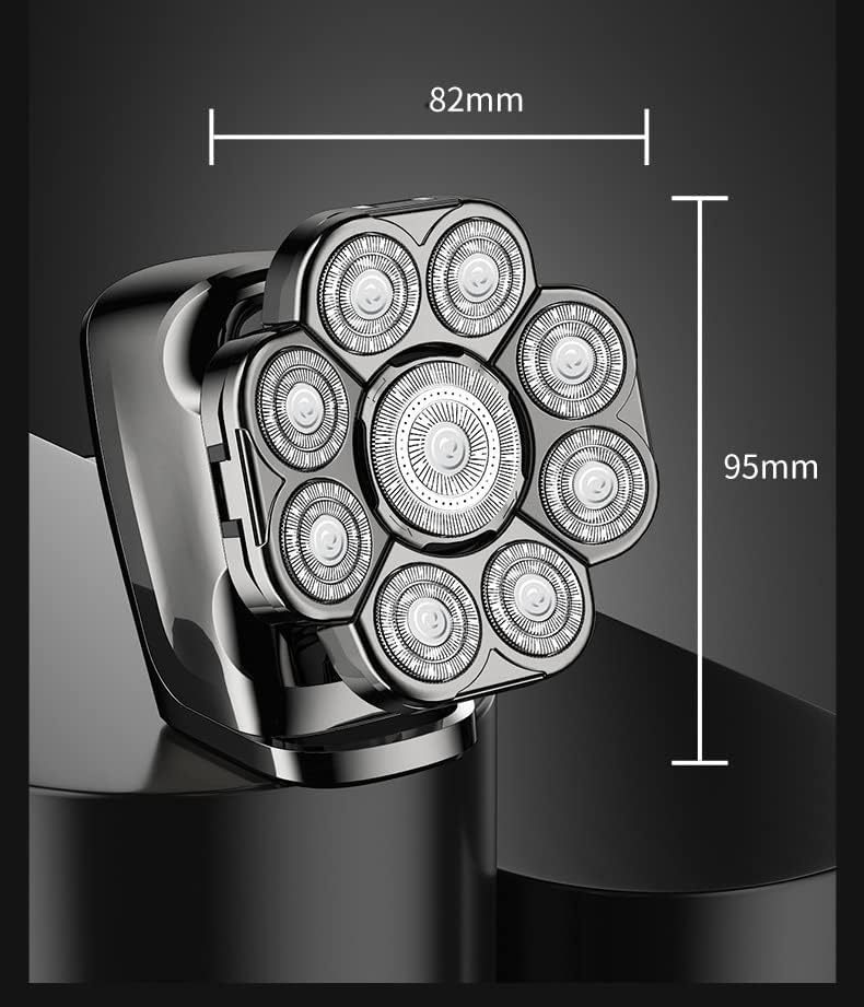 Miniatura 6 de Afeitadora 9D para hombres con cabeza flotante calva, afeitadora eléctrica 6 en 1 con recortadora de narizcuerpo, pantalla LED húmedaseca, kit de