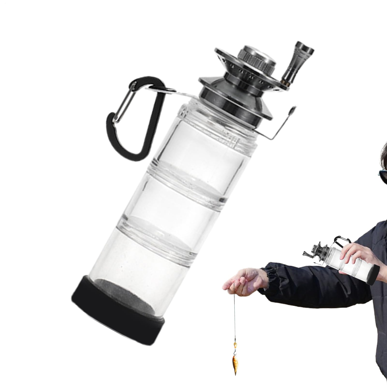 Porte-leurres de pêche étanche à trois niveaux avec support bouteille amovible