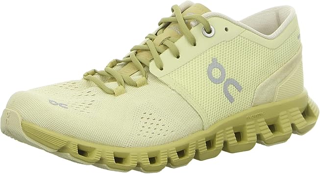 ON Womens Cloud X Sneakers, Glade/Citron, Yellow, 8 Medium US
