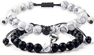 2 Pcs Magnetic Couples Bracelets Matching Bracelets Adjustable Connecting Bracelets, Double Rope Strong Couple