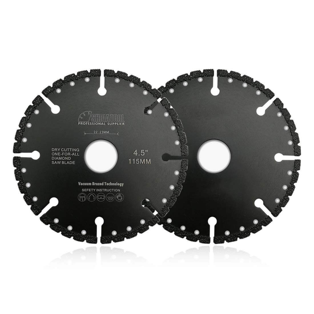 SHDIATOOL Hoja de sierra de diamante 2 piezas de 4.5 pulgadas/115 mm soldada al vacío rueda de corte para hoja de demolición multiusos para disco de corte de metal de hierro de piedra