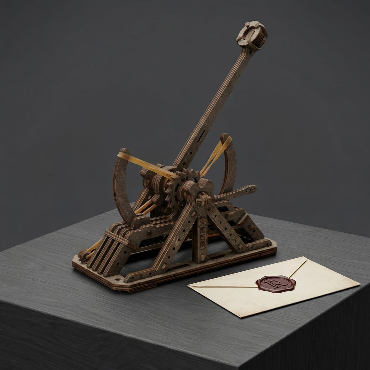 Adult 3D Wooden Catapult Puzzle Kit, DIY Mechanical Model Construction Set, Educational STEM Puzzle Desktop Toy or Decorative Item for Teens Aged 14 and Up