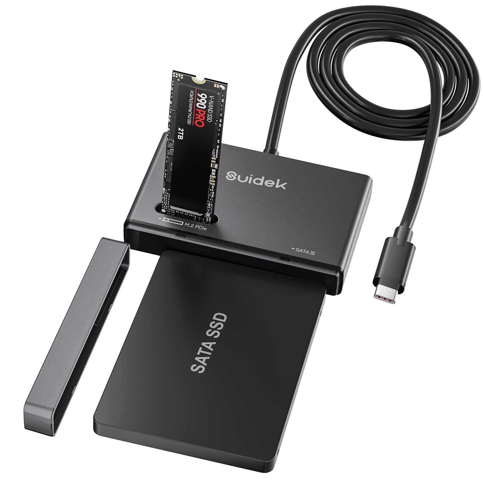 M.2 NVMe SSD Enclosure Adapter Type-C 10Gbps a M.2 e lettore di dischi rigidi SATA Enclosure esterna M2 PCIe NVMe SSD compatibile con M Key di qualsiasi dimensione e dischi a stato solido SATA