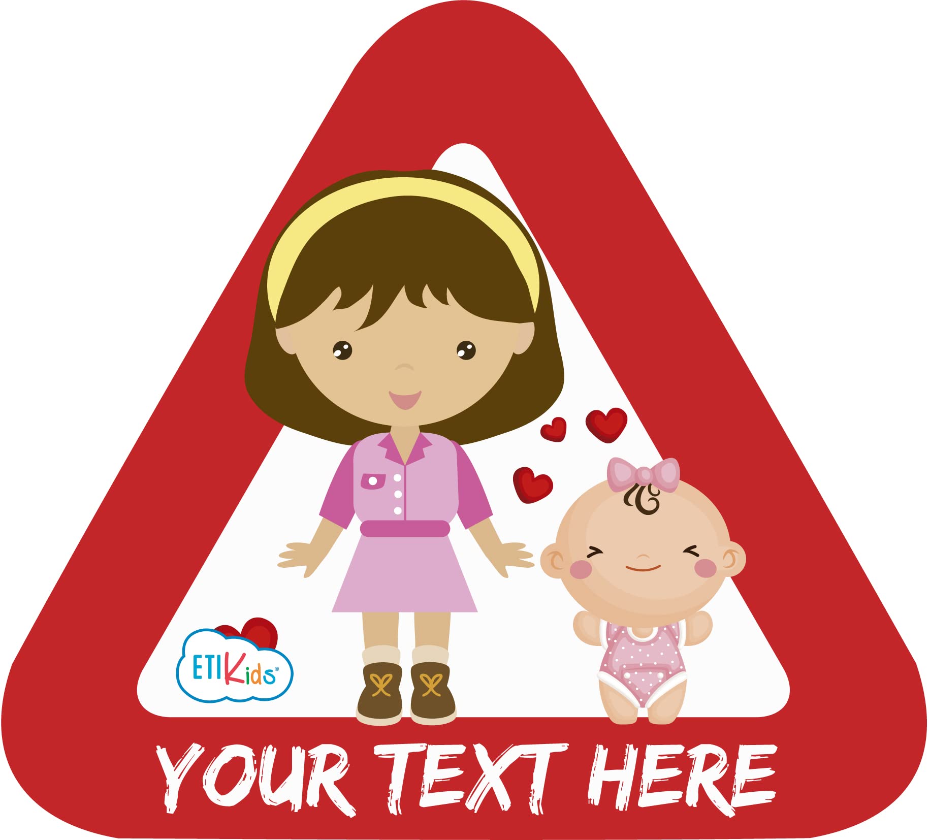 Haberdashery Online Custom Baby on board sticker for the car. Adhesive vinyl also for motorcycles. 15 x 13'7 cm. (8. Sisters)