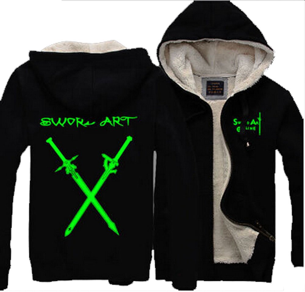 Sword Art Online Kirito Luminous Hoodies Zip Warm Coat Cosplay Costume
