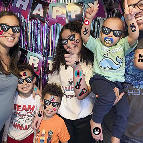 Music Temporary Tattoos Stickers (94 Styles), Mixed Style Hand Wrist Body Art For Kids Boys Girls Birthday Gifts Disco Music Party Supplies Decorations Favors #TOP4