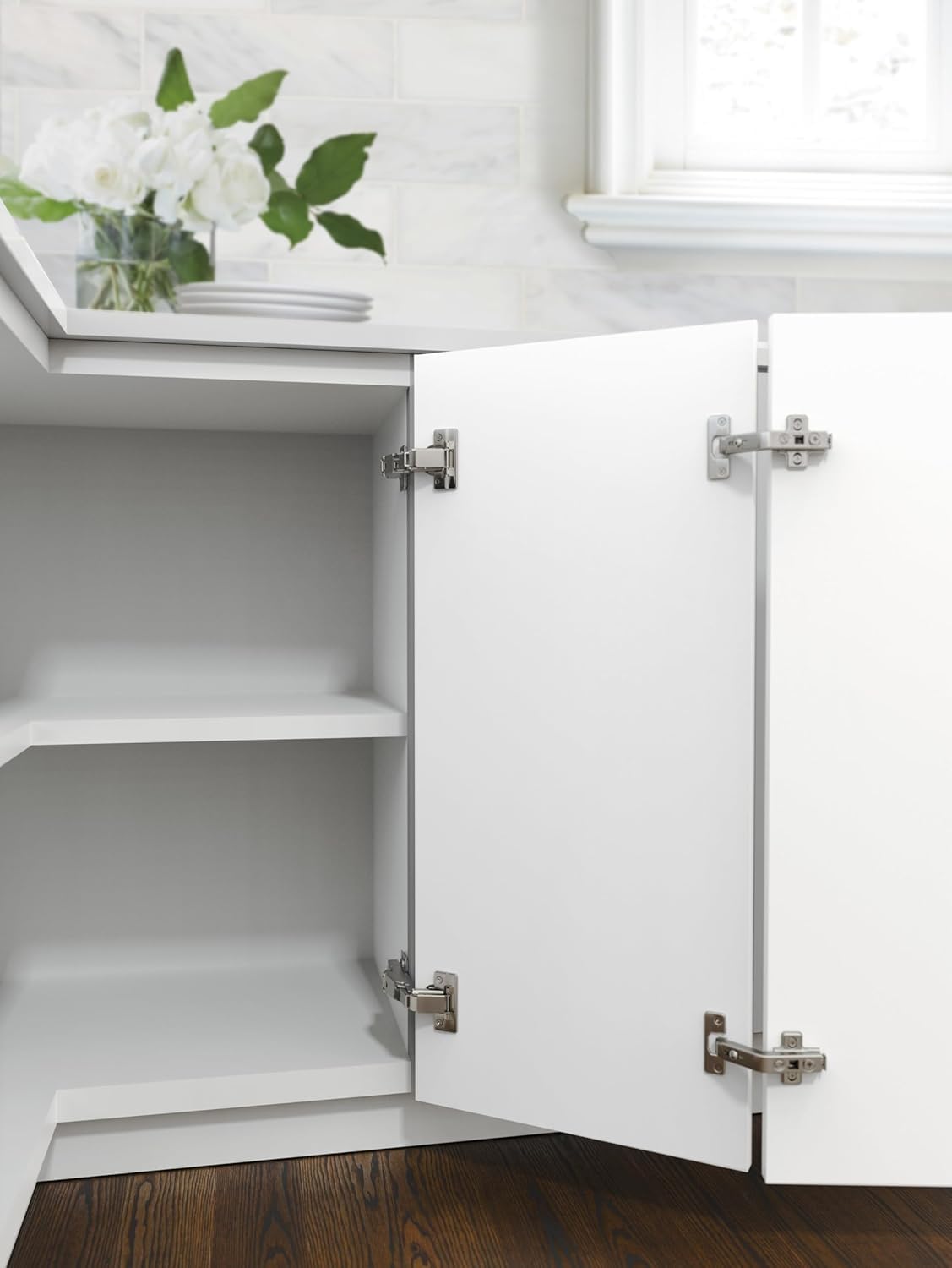 Amerock 2 Pack Full Overlay 165 Degree Lazy Susan Bi-Fold Door Self-Closing Concealed Hinge for Frameless Cabinet