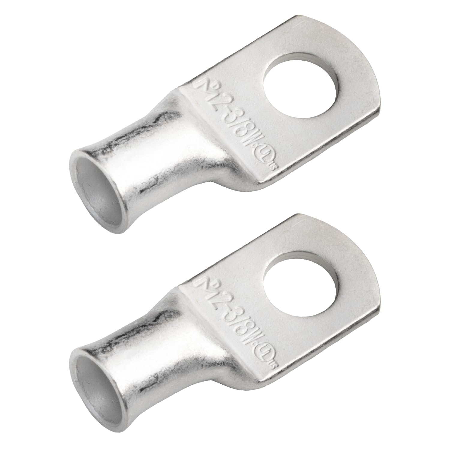 SELTERM 2 AWG 3/8" Stud (Wide Pad)(2 pcs) UL Marine Grade Battery Terminal Connectors Tinned Copper Battery Cable Lugs 2 Gauge Wire Connectors Electrical Battery Cable Ends Ring Terminals Lugs — image 1