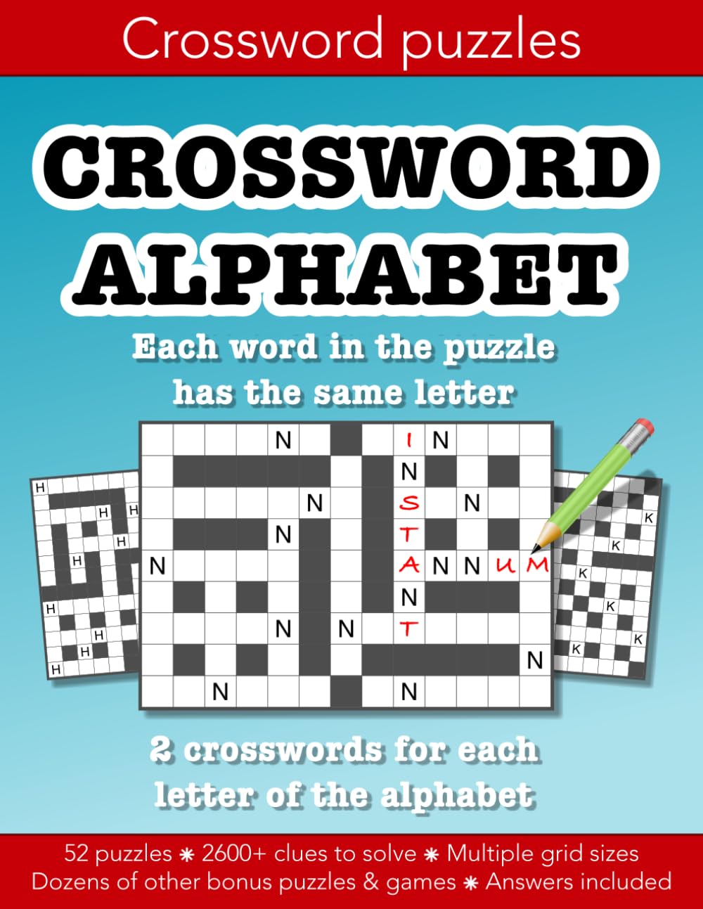 Crossword Alphabet where each word in the puzzle has the same letter: Education resources by Bounce Learning Kids