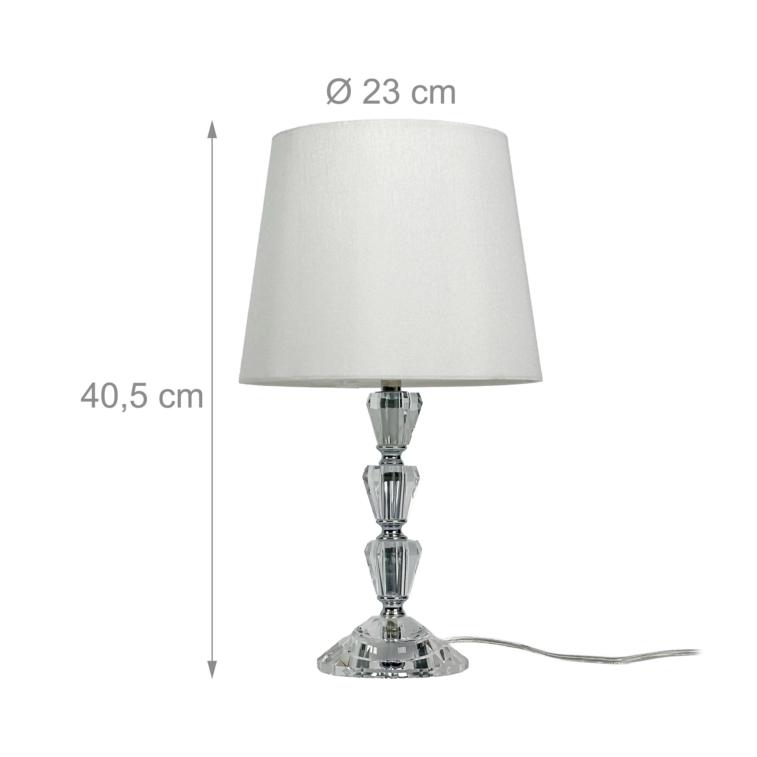 Relaxdays Lampada da Tavolo, Base in Vetro e Paralume in Tessuto, E27, H x D: 40,5 x 23 cm, Design