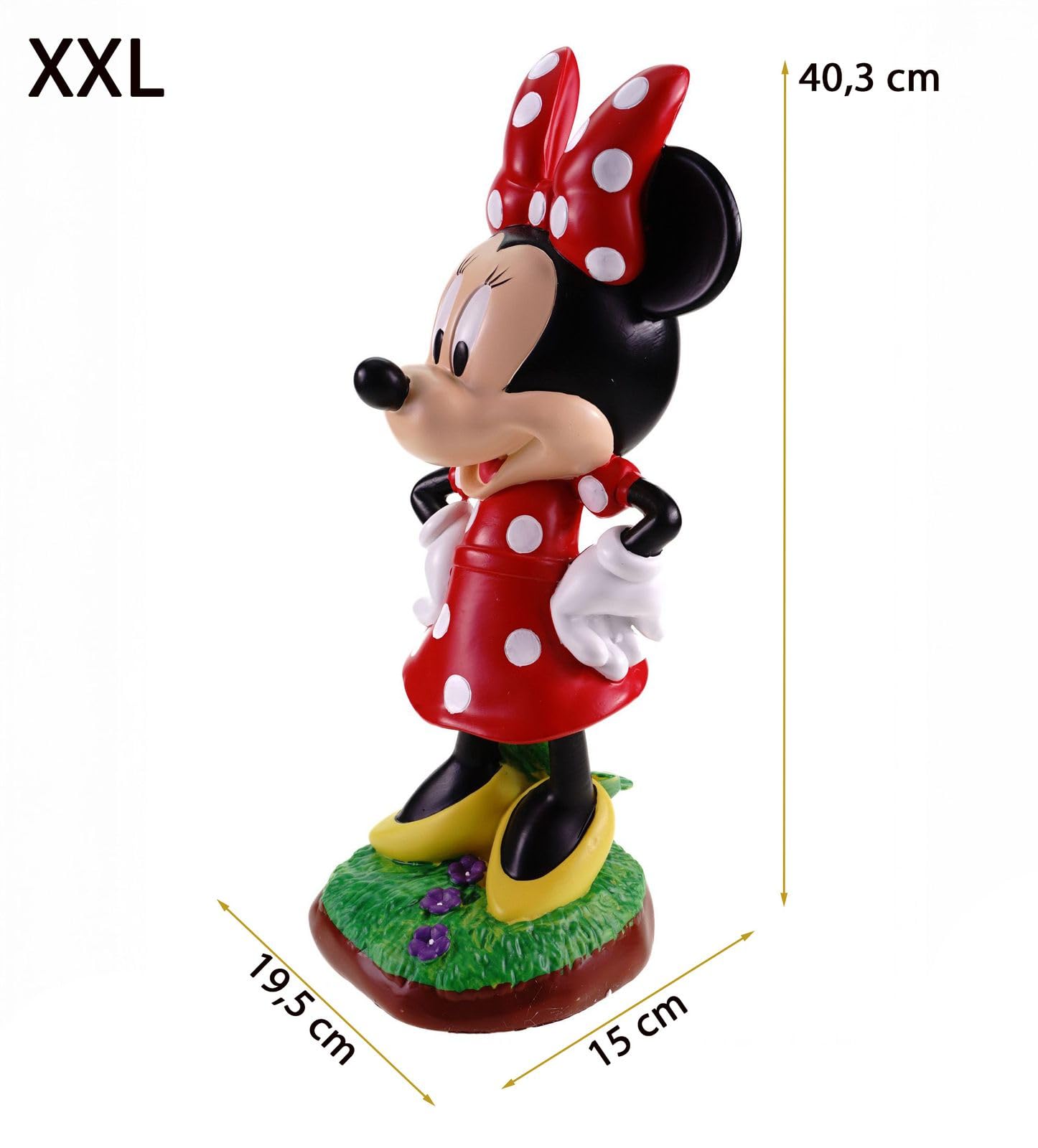 Minnie Mouse Gartenfigur Wetterfeste Disney Dekoration für Garten Zuhause| 40cm Polyresin Statue | Charmante Figur für Innen & Außen Fans | Offiziell lizenziert