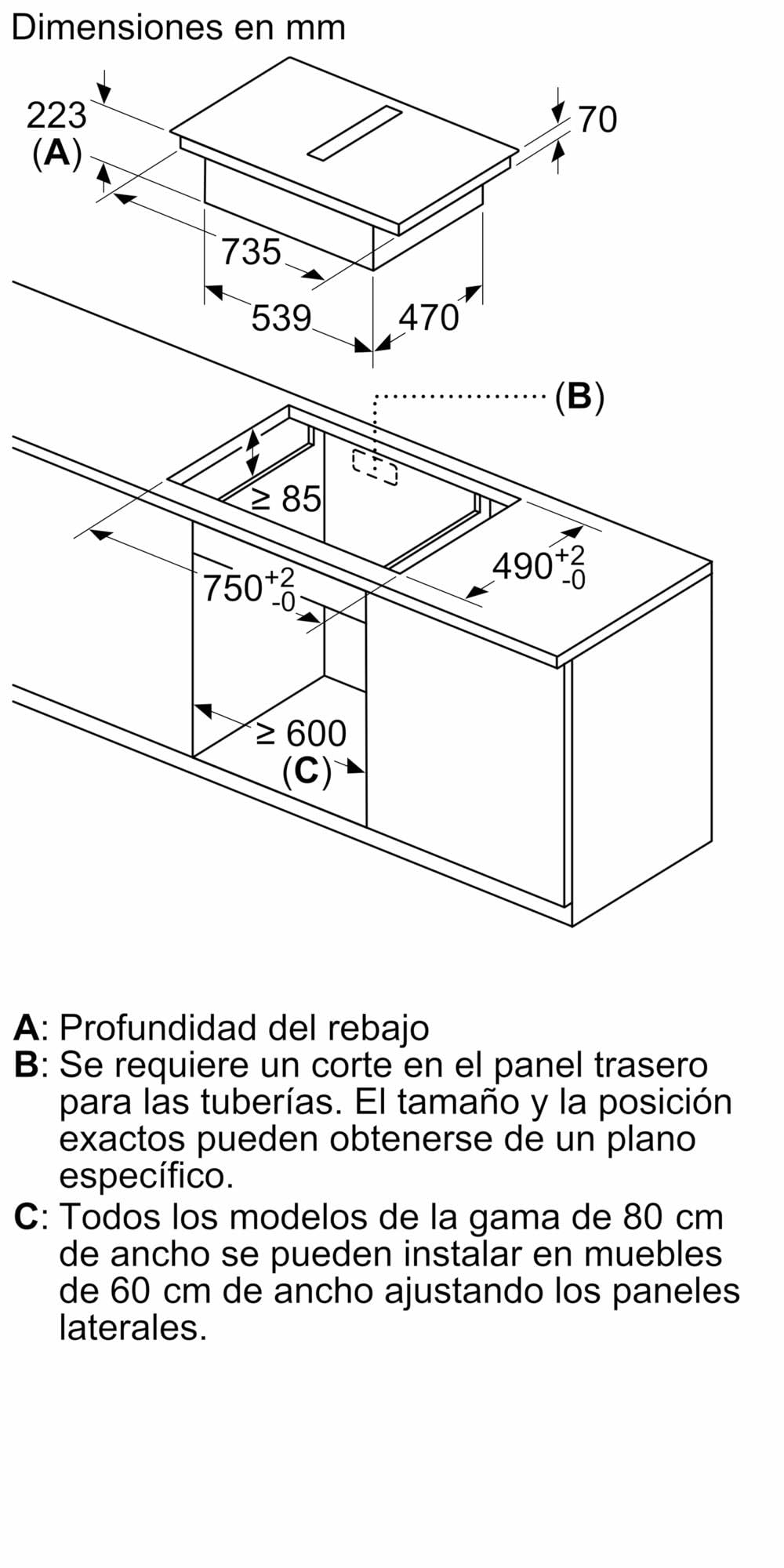 Balay, Placa de Inducción con extractor integrado, negro mate, 3EBC989MH